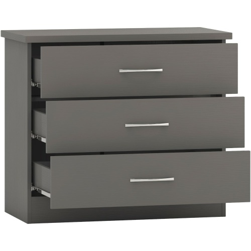 Nevada 3D Grey 3 Drawer Chest of Drawers