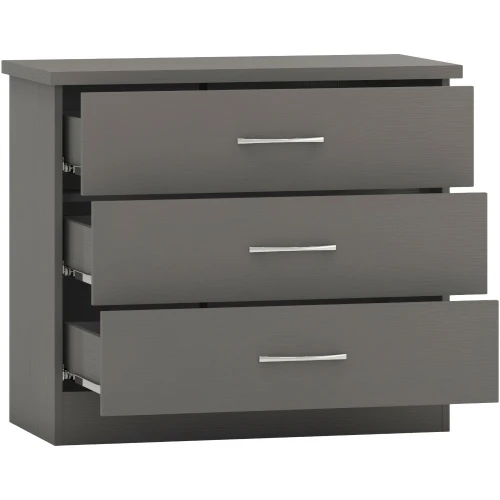 Nevada 3 Drawer Chest 3D Grey