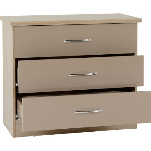 Nevada Oyster Gloss 3 Drawer Chest of Drawers