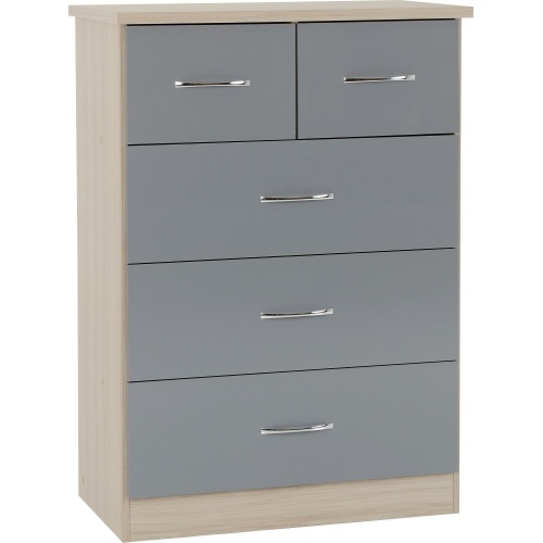Nevada Grey Gloss 3+2 Drawer Chest of Drawers