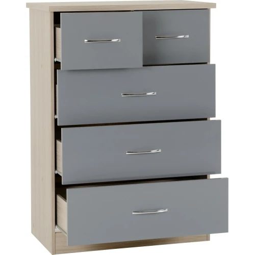 Nevada Grey Gloss 3+2 Drawer Chest of Drawers