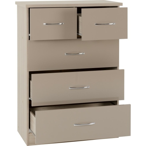 Nevada Oyster Gloss 3+2 Drawer Chest of Drawers