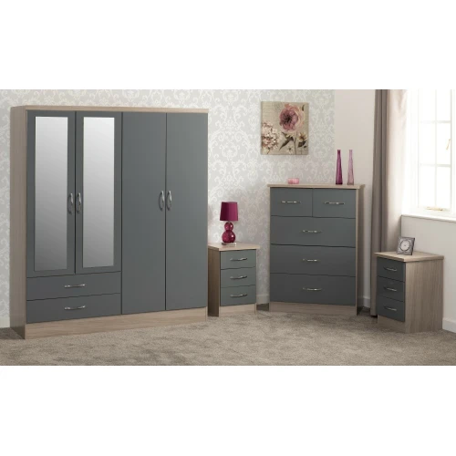 Nevada 4 Door Grey Wardrobe Bedroom Set