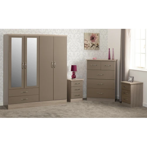 Nevada 4 Door Oyster Wardrobe Bedroom Set