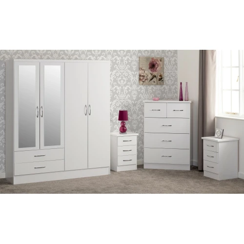 Nevada 4 Door Mirrored Wardrobe Bedroom Set