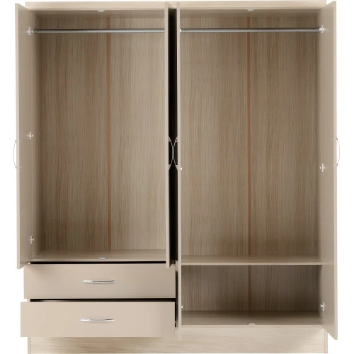 Nevada Oyster Gloss 4 Door Mirrored Wardrobe