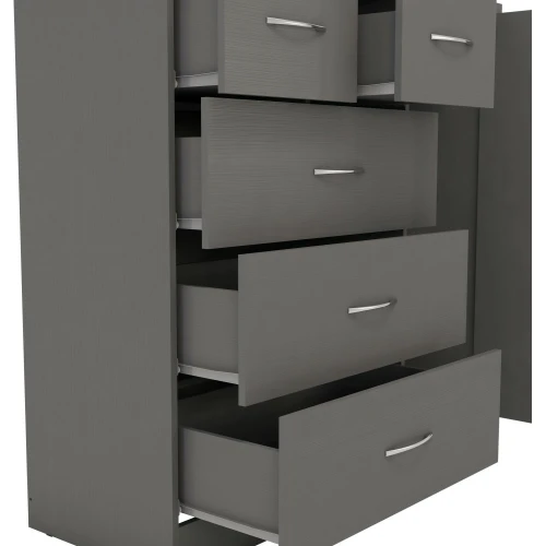 Nevada 3D Grey 5 Drawer Low Wardrobe