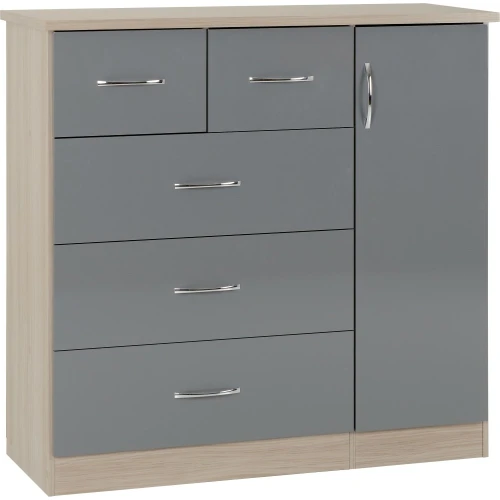 Nevada 5 Drawer Low Wardrobe Grey