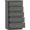 Nevada 3D Grey 5 Drawer Narrow Chest of Drawers