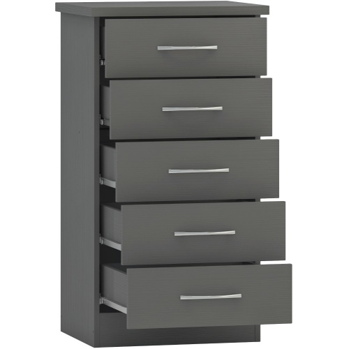 Nevada 5 Drawer Narrow Chest 3D Grey