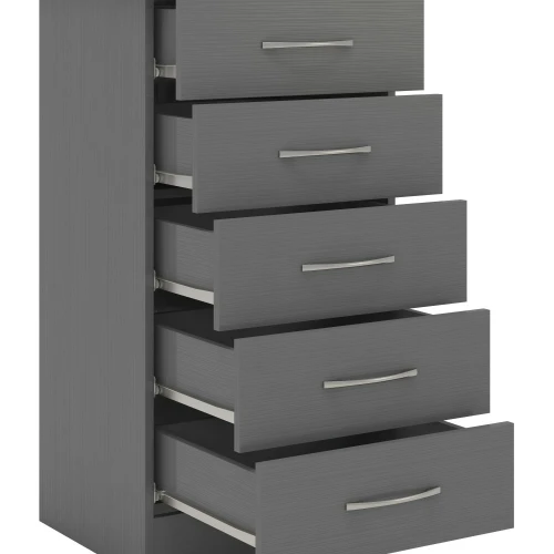 Nevada 5 Drawer Narrow Chest 3D Grey