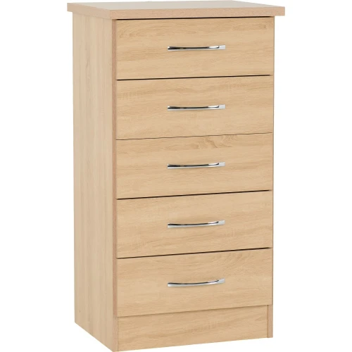 Nevada 5 Drawer Narrow Chest Sonoma