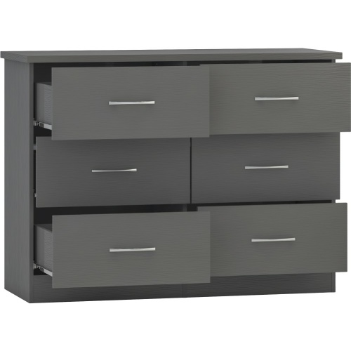 Nevada 3D Grey 6 Drawer Chest of Drawers