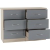 Nevada Grey Gloss 6 Drawer Chest of Drawers