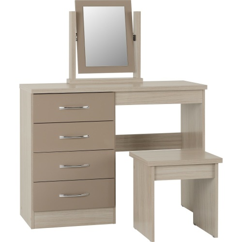 Nevada Oyster Gloss 4 Drawer Dressing Table Set