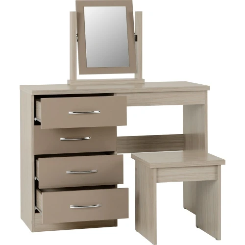 Nevada Oyster Gloss 4 Drawer Dressing Table Set