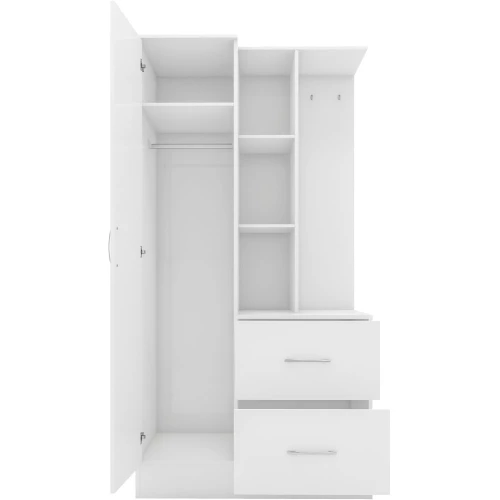 Nevada White Mirrored Open Shelf Wardrobe