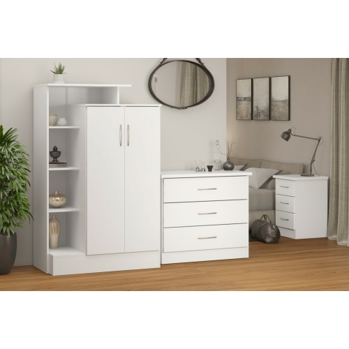 NEVADA PETITE OPEN SHELF WARDROBE - WHITE GLOSS 2021 100-101-147 (2) IW Furniture | Buy Now