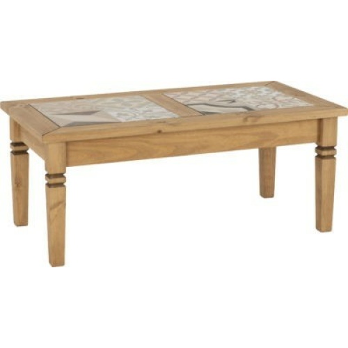 Salvador Table Distressed Waxed Pine Tile Top Coffee