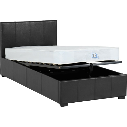 Waverley 3ft Black Faux Leather Storage Bed
