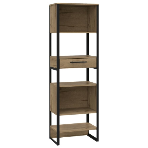 Brooklyn tall narrow bookcase with 1 drawer