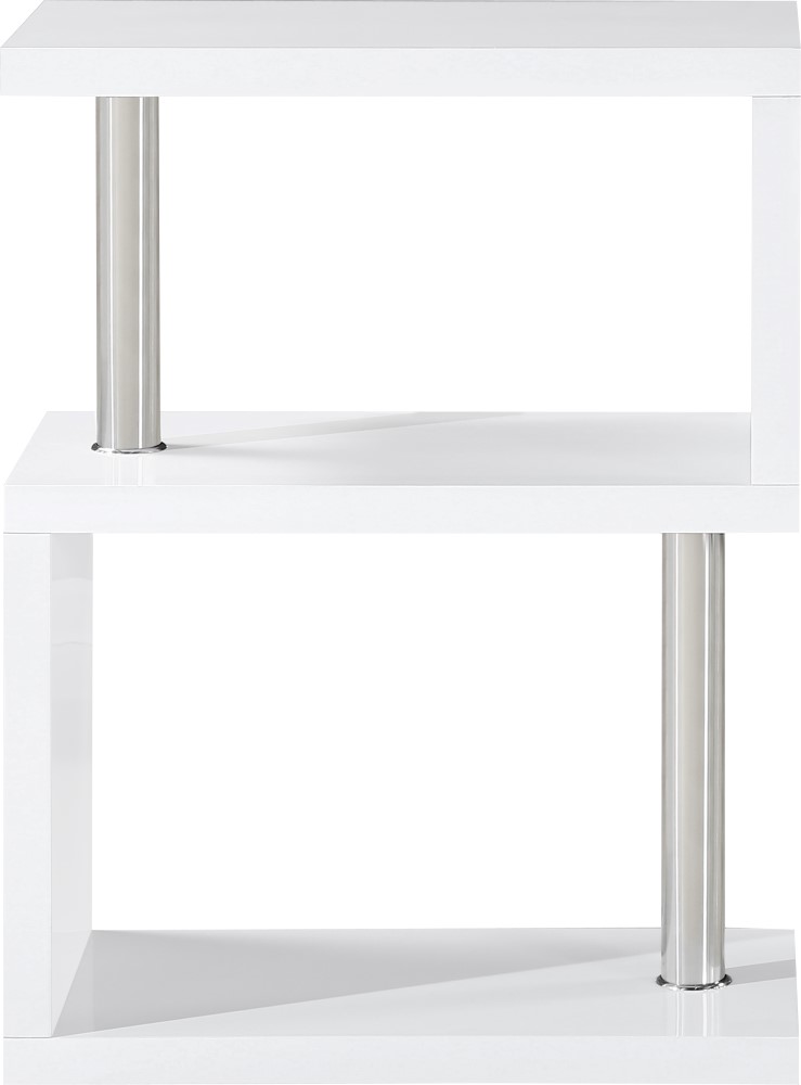 Charisma 3 Shelf Display Unit Bookcase  in White Gloss and Chrome 