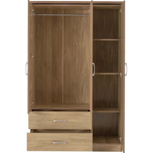 Charles Oak Effect Veneer 3 Door Wardrobe