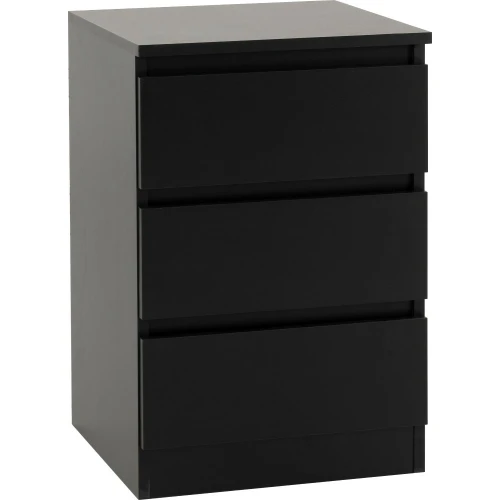 Malvern Black 3 Drawer Bedside