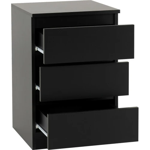 Malvern Black 3 Drawer Bedside