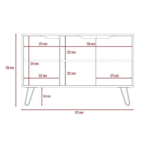 Manhatten medium sideboard with 3 doors