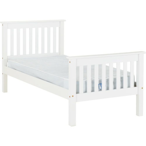 Monaco 3ft White Bed High Foot End