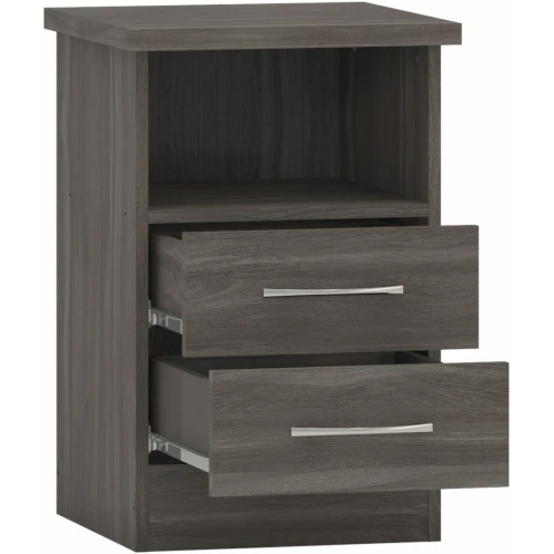 Nevada Black 2 Drawer Bedside