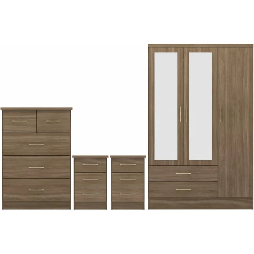 Nevada 3 Door Wardrobe Bedroom Set Rustic