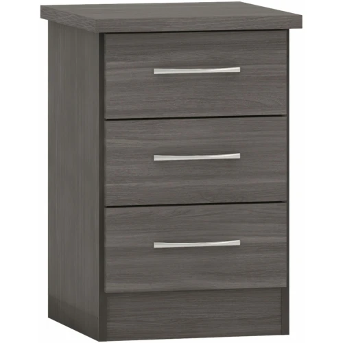 Nevada 3 Drawer Bedside Black