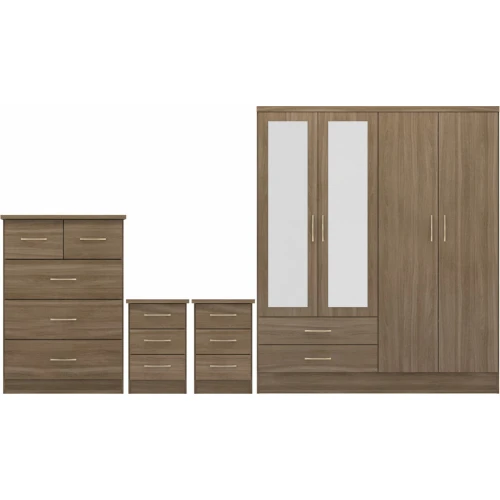 Nevada 4 Door Wardrobe Bedroom Set Rustic