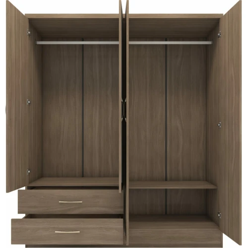 Nevada Rustic Oak 4 Door Mirrored Wardrobe