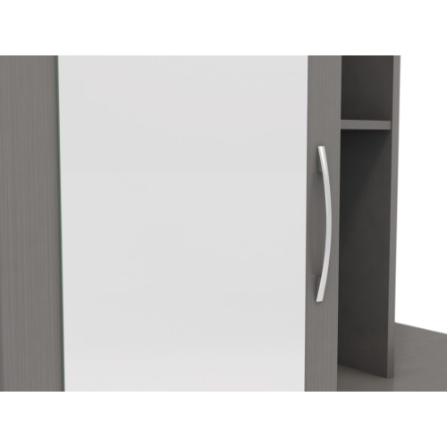 Nevada 3D Grey Mirrored Open Shelf Wardrobe