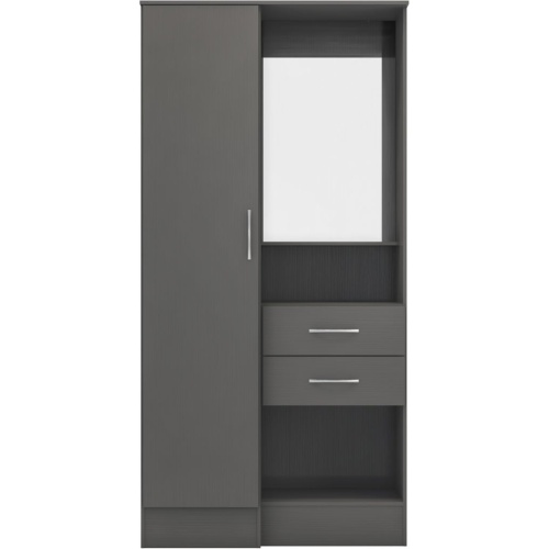 Nevada 3D Grey Vanity 1 Door Wardrobe