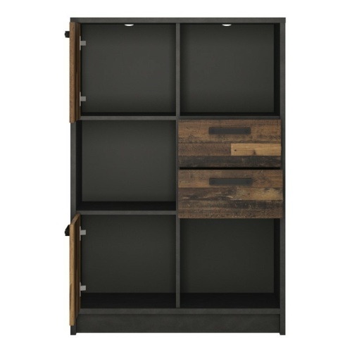 Brook Low Bookcase with 2 Doors and 2 Drawers
