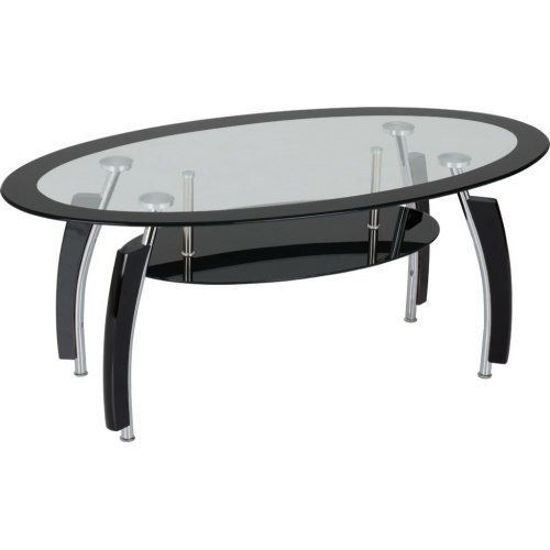Elena Clear and Black Glass Coffee Table