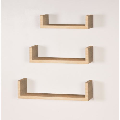 Hudson Set of 3 floating shape shelf Oak