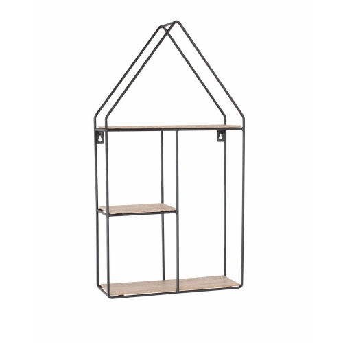 Loft Wire and Woodgrain House Shape Display Shelf