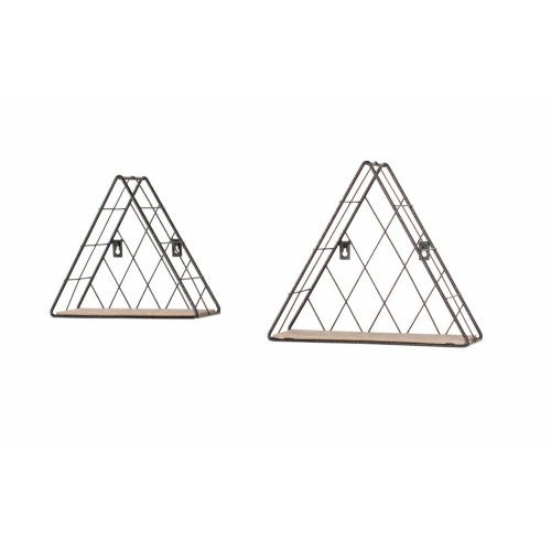 Woodgrain Triangle Set of 2 Display Shelves