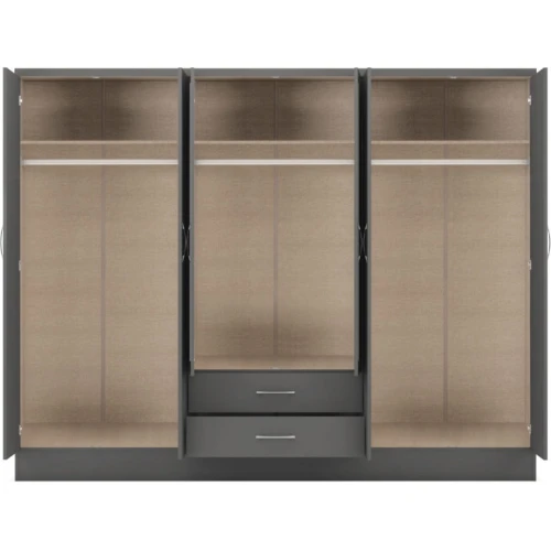 Nevada 6 Door Wardrobe 3D Grey