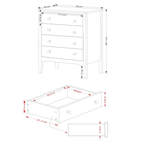 Como 4 drawer chest