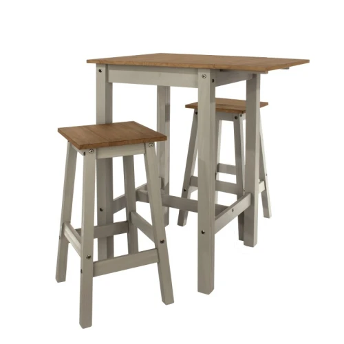 Corona Washed Grey breakfast table 2 stools