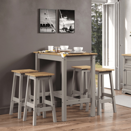 Corona Washed Grey breakfast table 4 stools