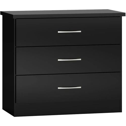 Nevada 3 Drawer Chest Black Gloss