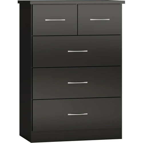 Nevada 3+2 Drawer Chest Black Gloss