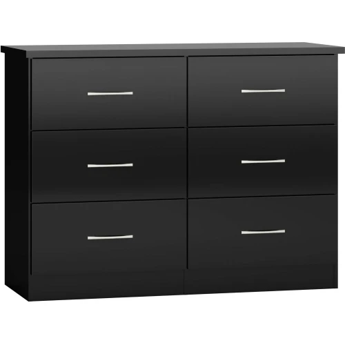 Nevada 6 Drawer Chest Black Gloss